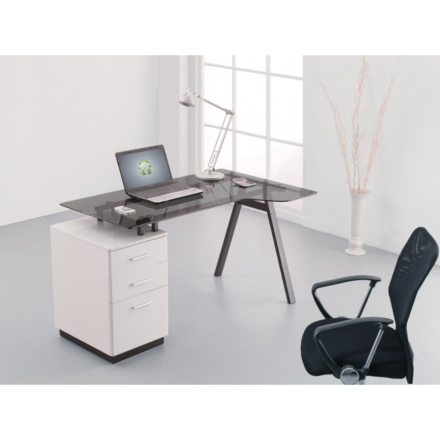 Cleveland 4 White And Grey Glass Desk